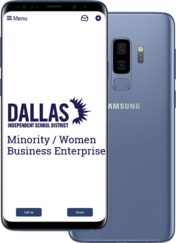 Business card for Dallas Independent School District Minority/Women Business Enterprise.