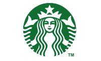 Starbucks logo featuring a twin-tailed mermaid in green and white.