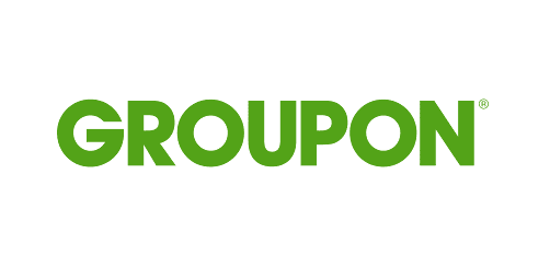 Groupon logo with green text on black.