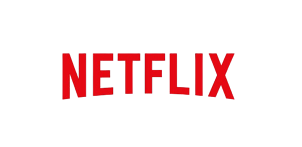 Netflix logo in red on black background.
